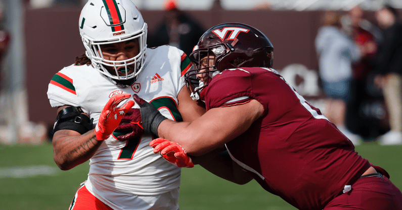 LSU has landed Virginia Tech transfer OL Braelin Moore (Photo: © Reinhold Matay-Imagn Images)